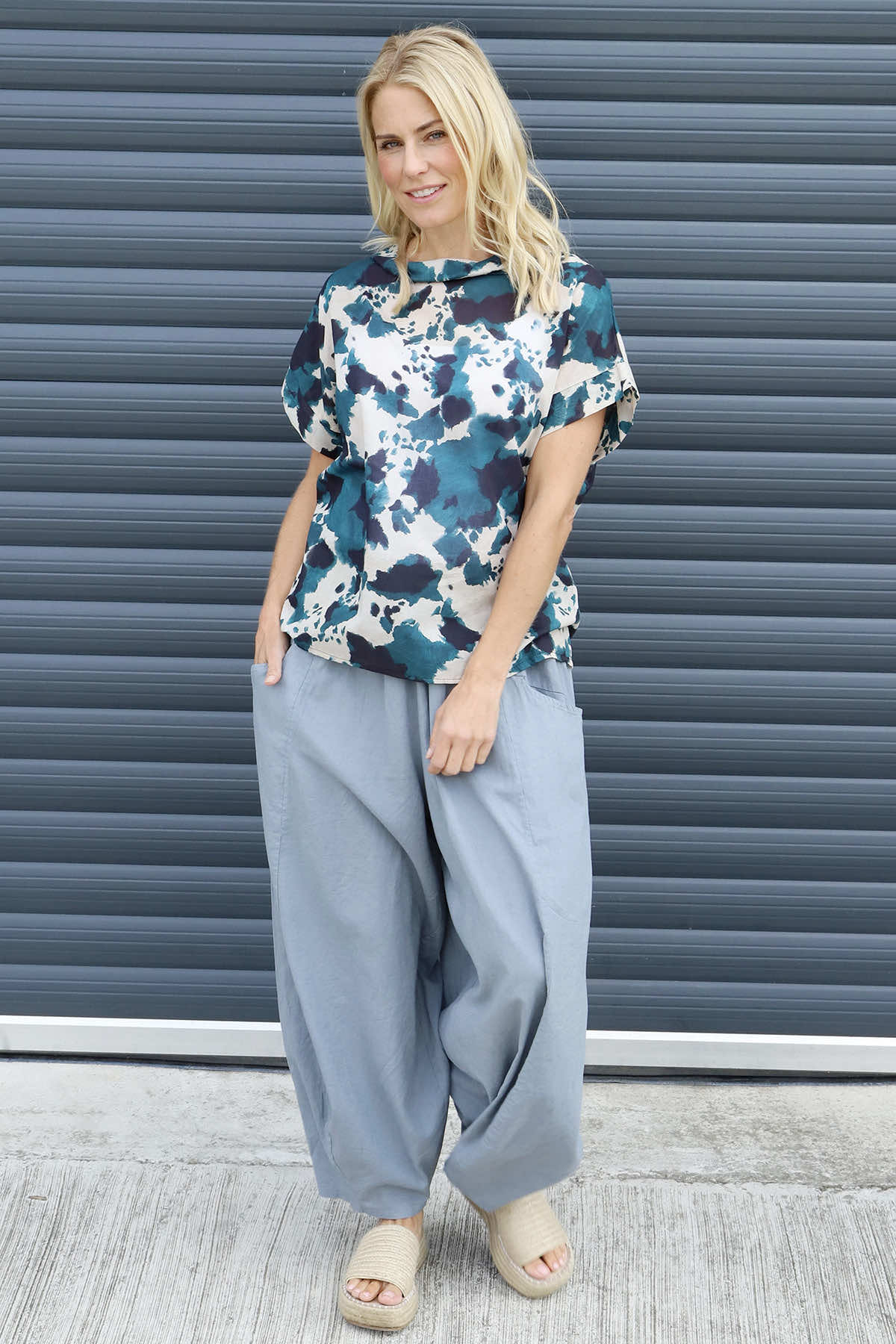 Evelyn Linen Trousers Mid Grey