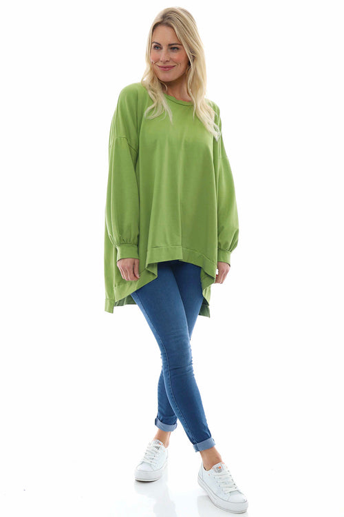 Andie Jersey Sweat Top Lime