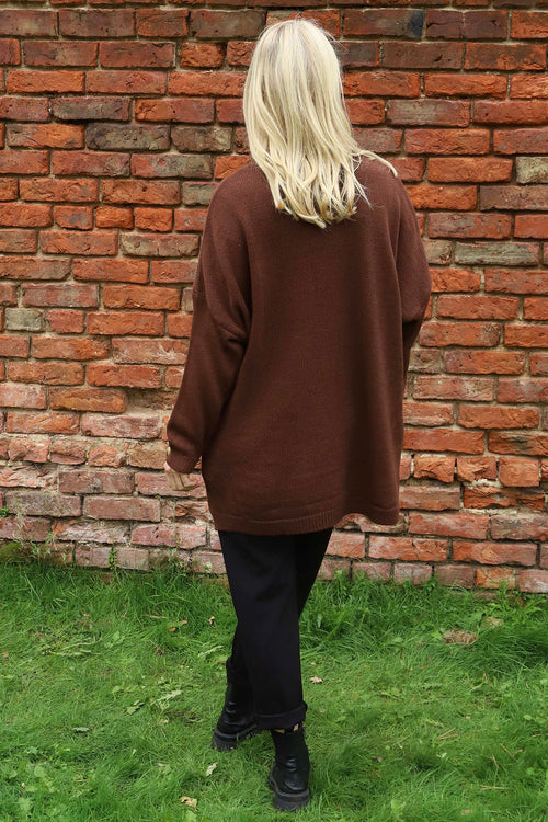 Roxanna Flower Knitted Jumper Cocoa - Image 4