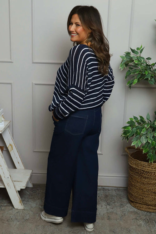 Bamburgh Stripe Knit Top Navy - Image 4