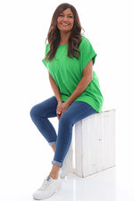Rebecca Rolled Sleeve Top Bright Green Bright Green - Rebecca Rolled Sleeve Top Bright Green