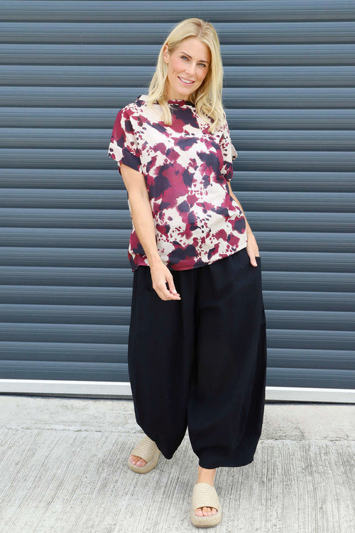 Nancy Print Cowl Neck Top Burgundy - Image 2