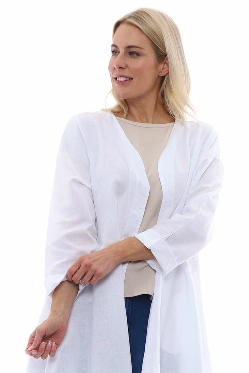 Rowyn Washed Linen Jacket White - Image 2