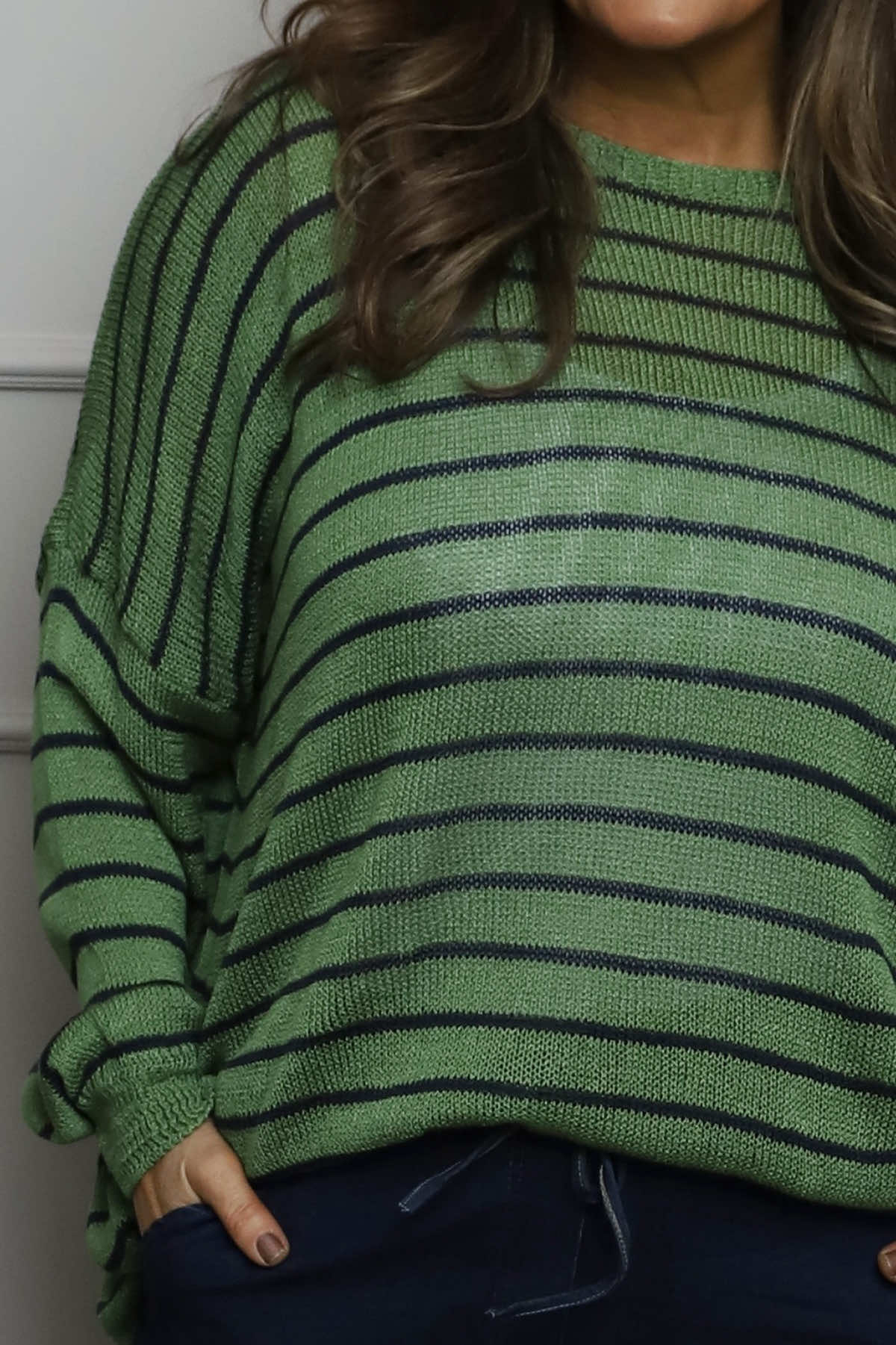 Bamburgh Stripe Knit Top Olive