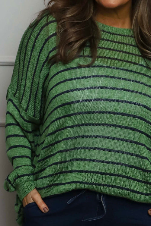 Bamburgh Stripe Knit Top Olive - Image 3