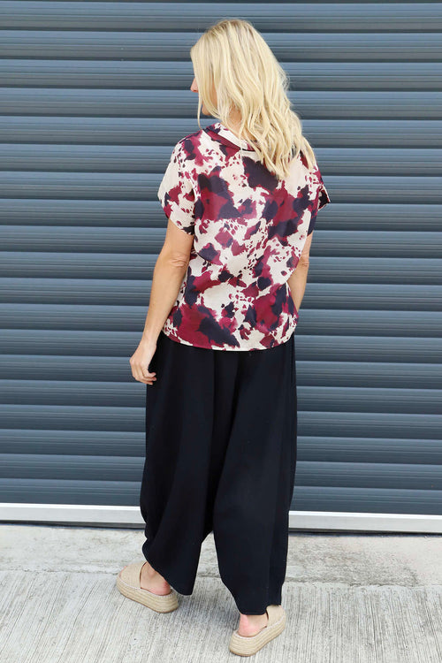 Nancy Print Cowl Neck Top Burgundy - Image 4