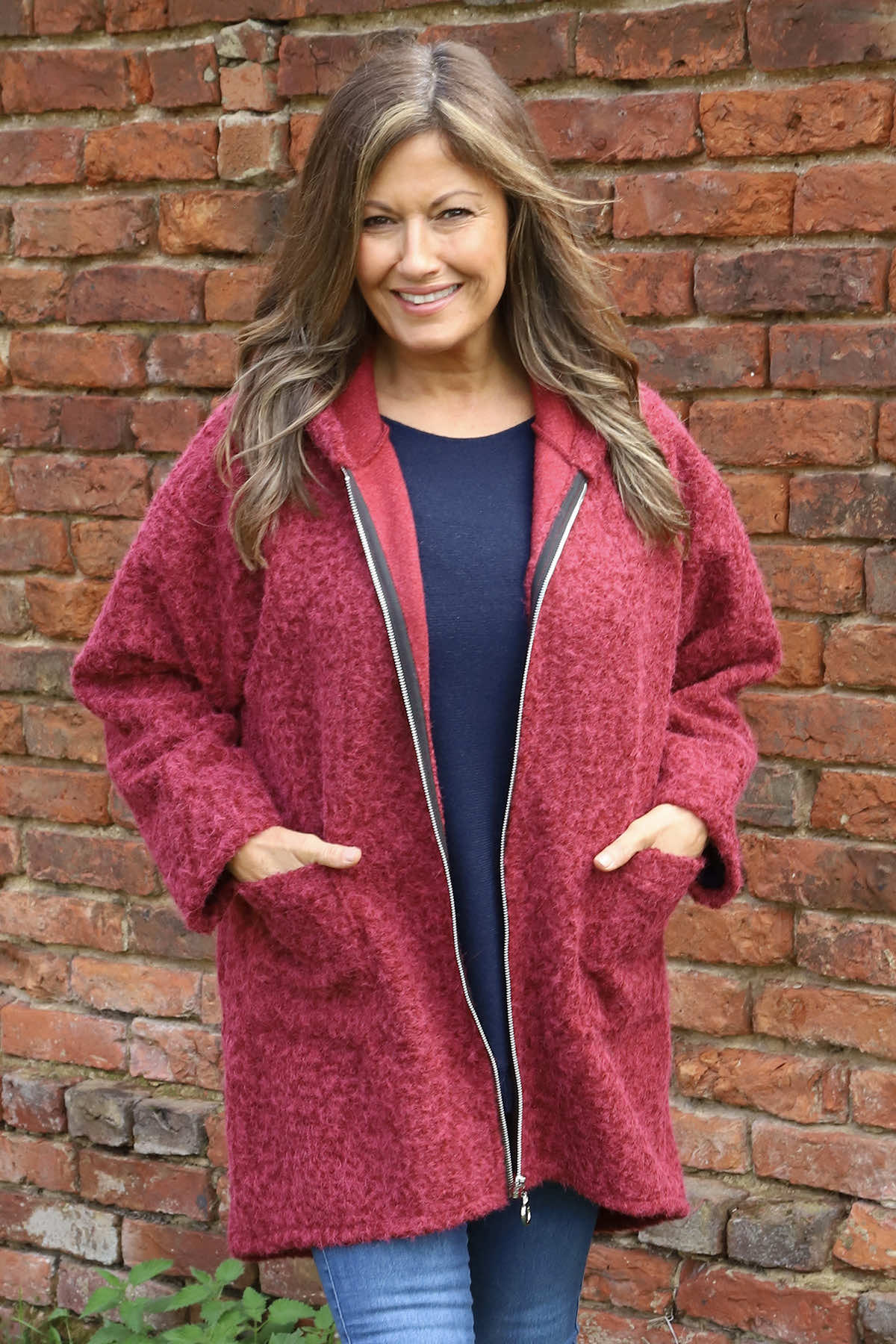 Sheila Zip Hooded Jacket Wine