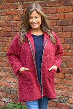 Sheila Zip Hooded Jacket Wine Wine - Sheila Zip Hooded Jacket Wine