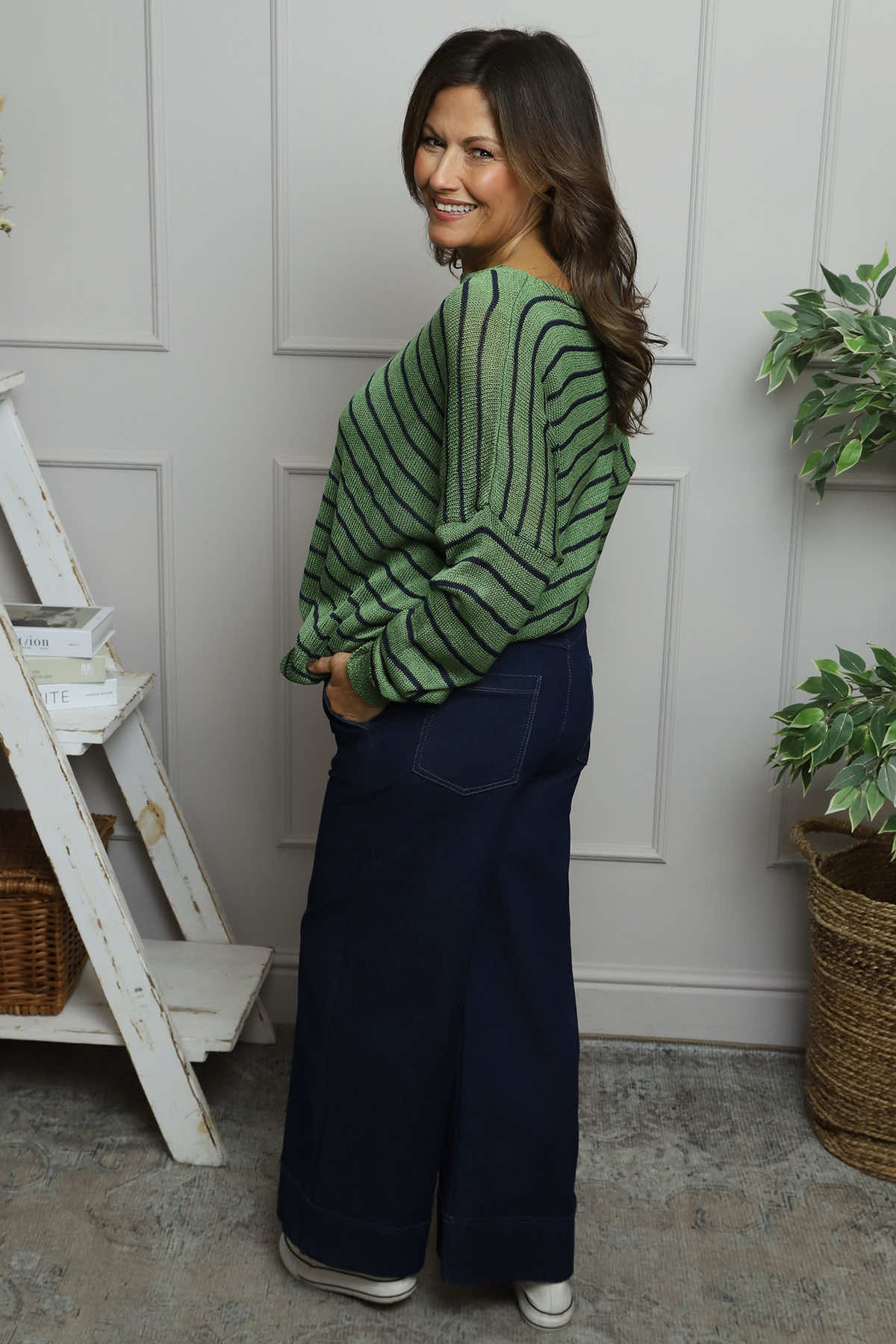 Bamburgh Stripe Knit Top Olive