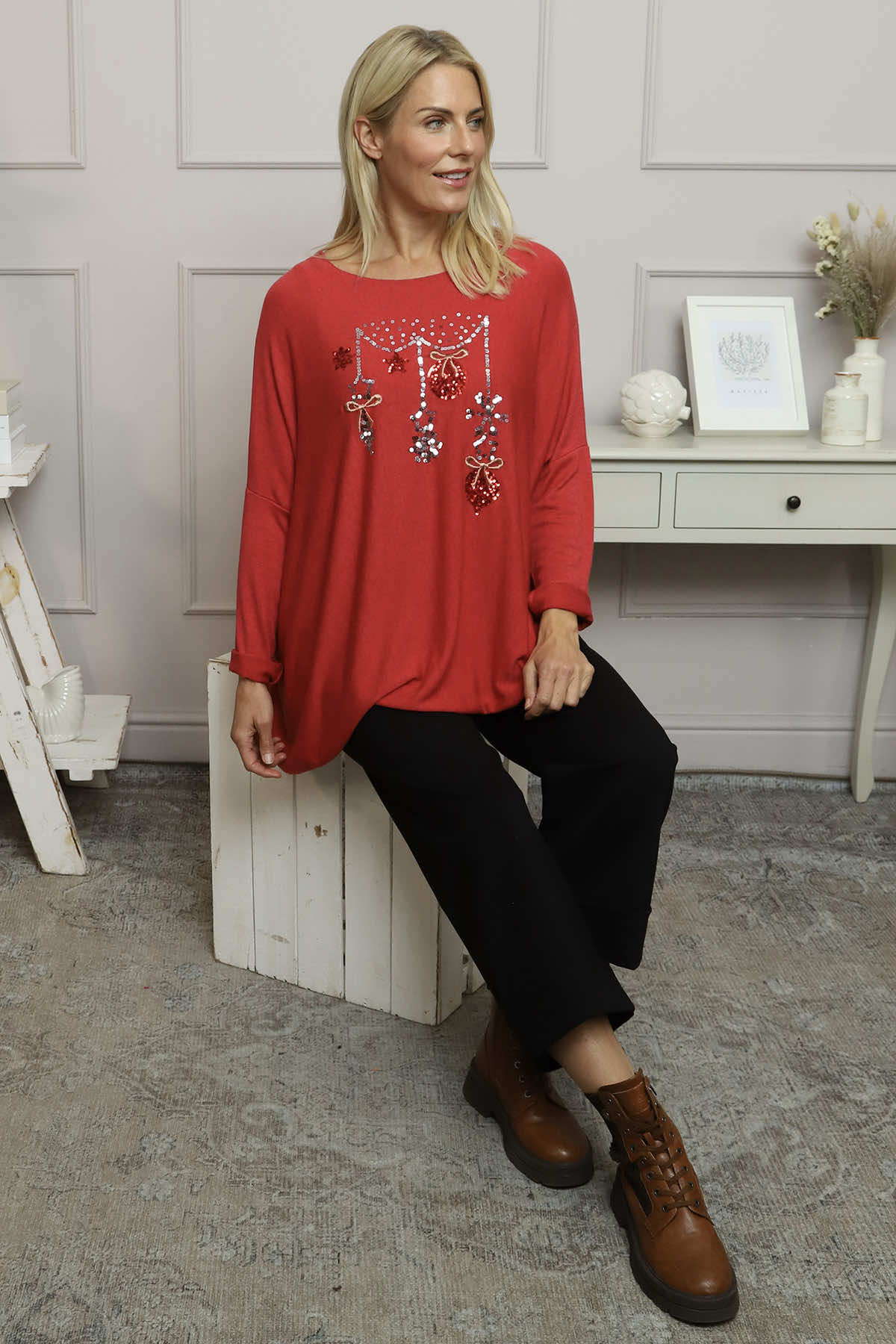 Lillian Christmas Jumper Red