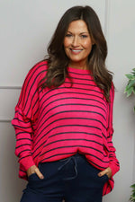 Bamburgh Stripe Knit Top Hot Pink Hot Pink - Bamburgh Stripe Knit Top Hot Pink