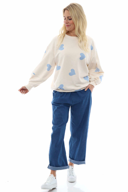 Nigella Heart Sweatshirt Buttermilk/Blue - Image 3