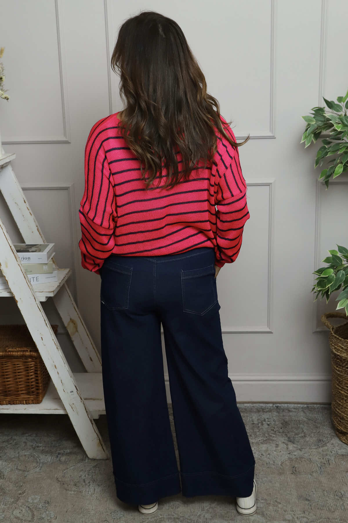 Bamburgh Stripe Knit Top Hot Pink
