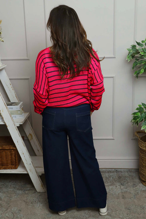 Bamburgh Stripe Knit Top Hot Pink - Image 4