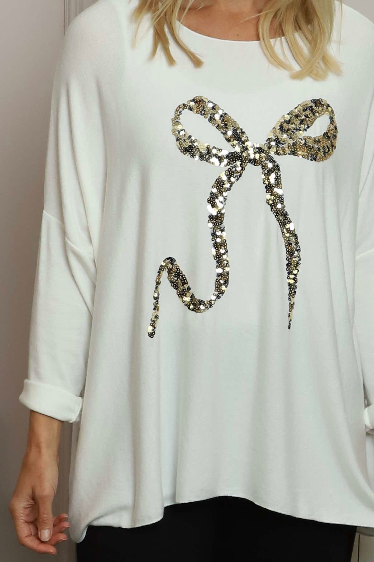 Lillian Bow Jumper Cream