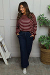 Bamburgh Stripe Knit Top Wine