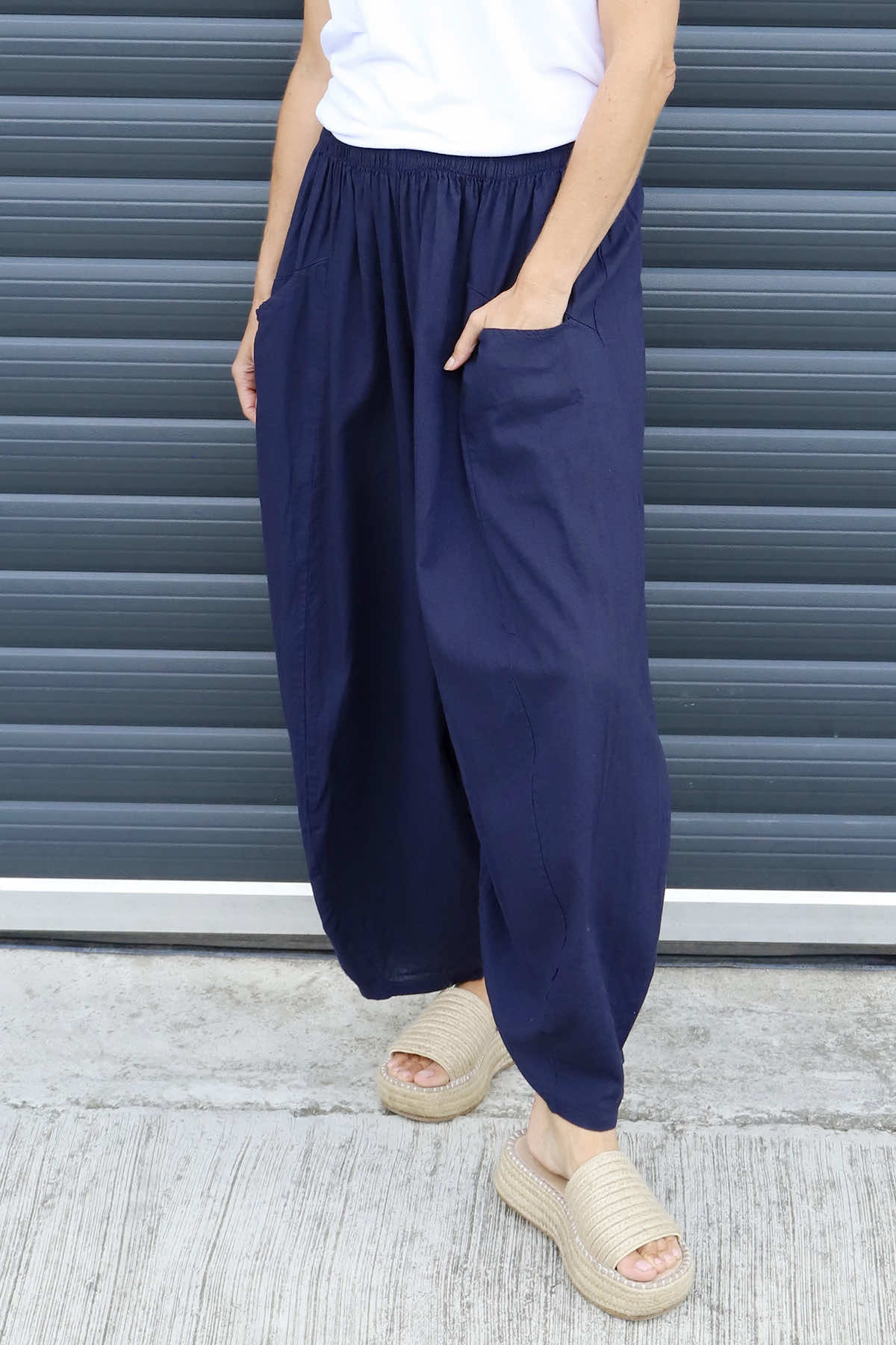 Evelyn Linen Trousers Navy