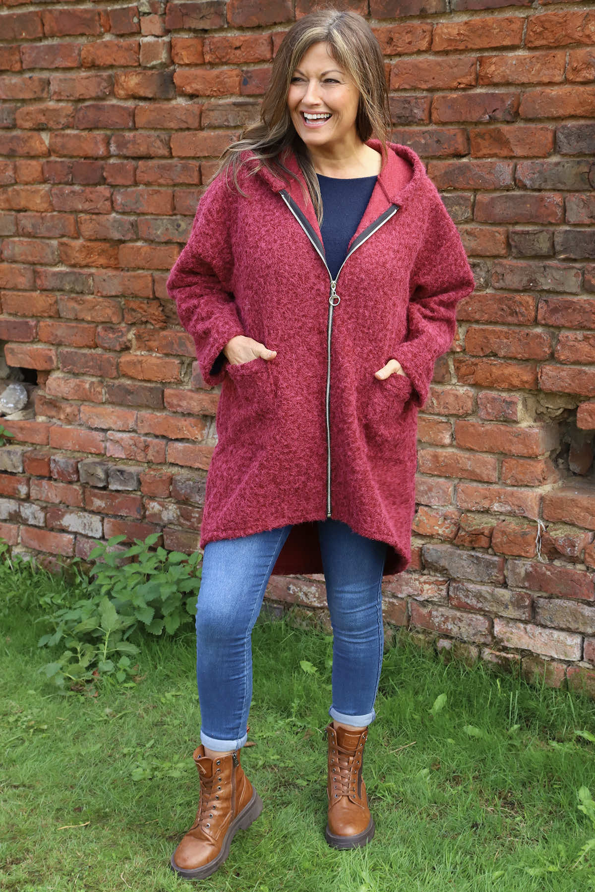 Sheila Zip Hooded Jacket Wine