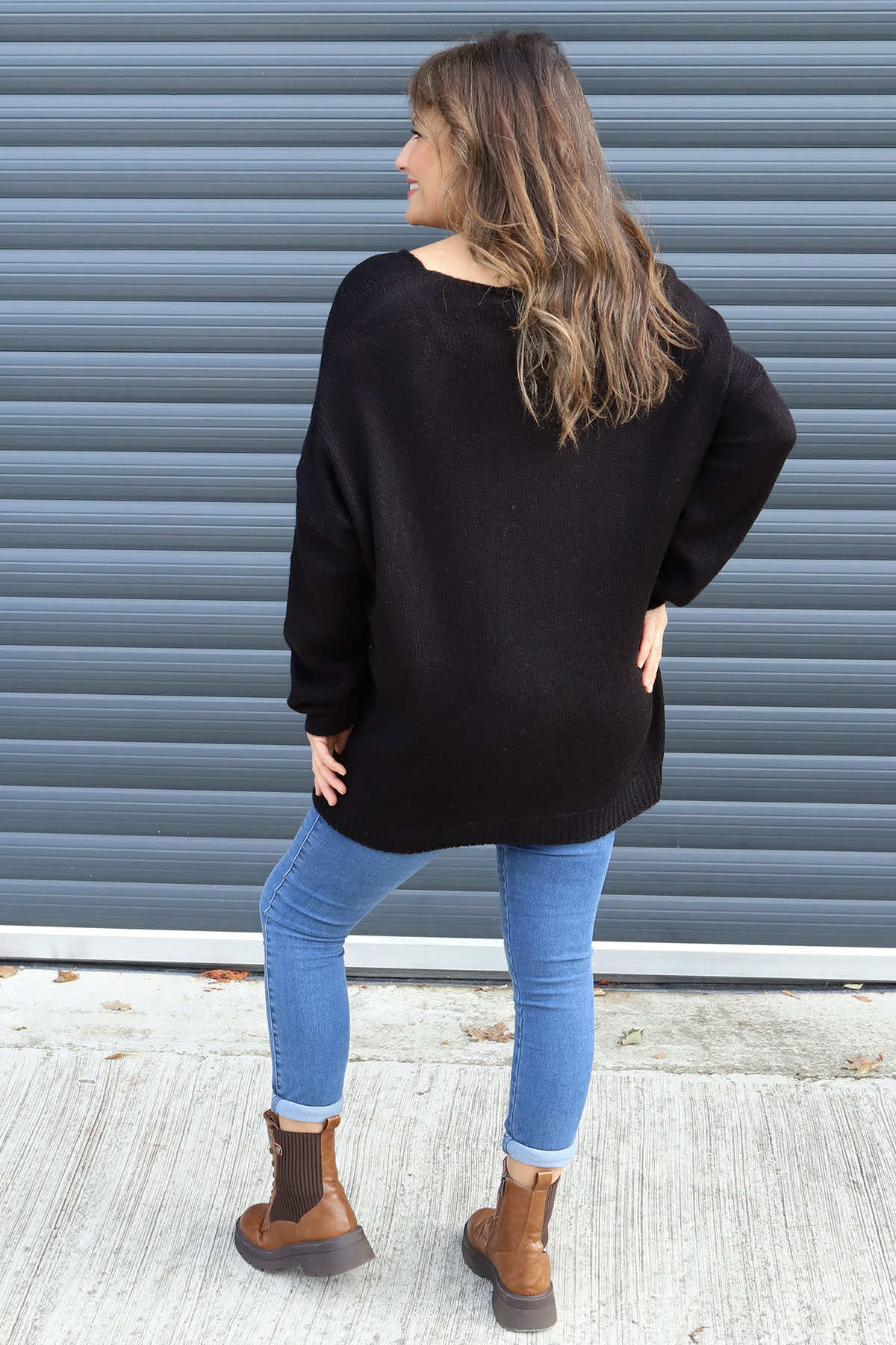 Janelle Heart Knitted Jumper Black