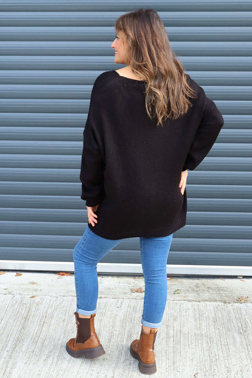 Janelle Heart Knitted Jumper Black - Image 4