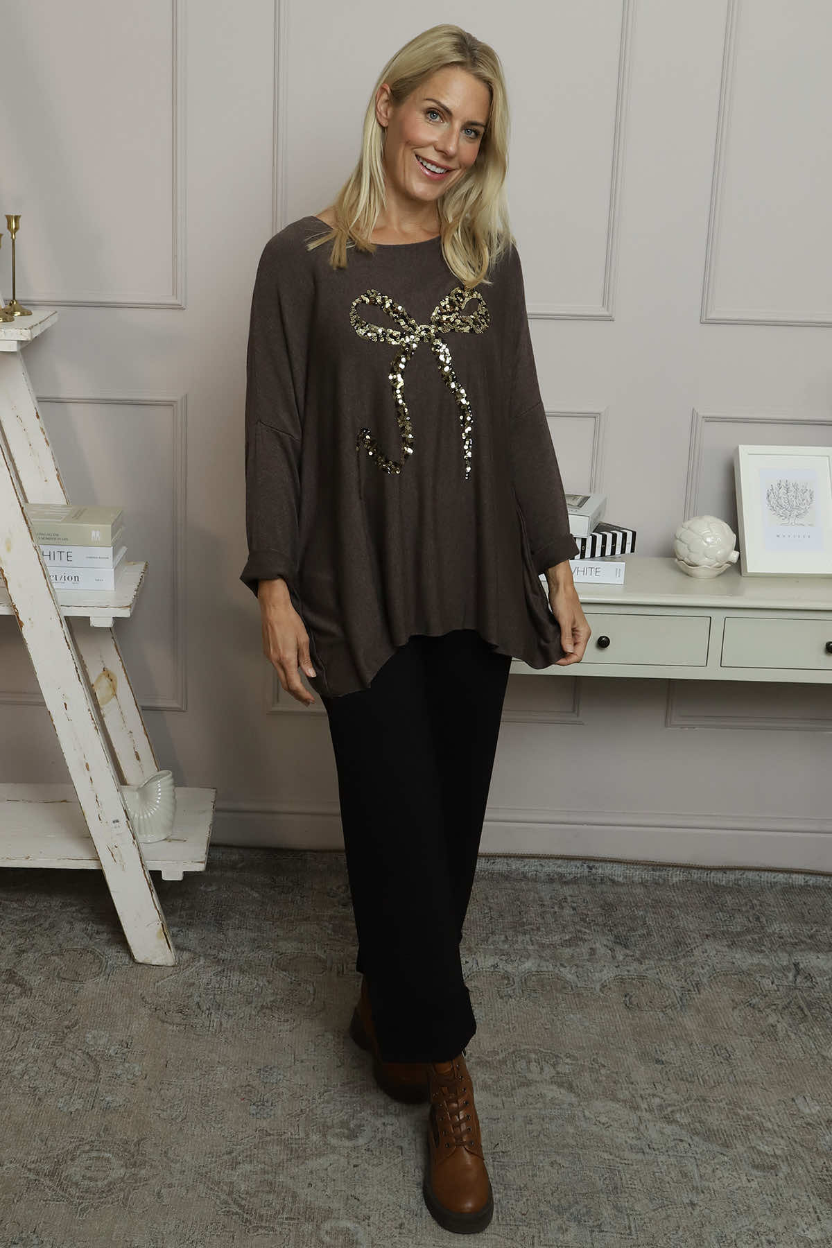 Lillian Bow Jumper Cocoa