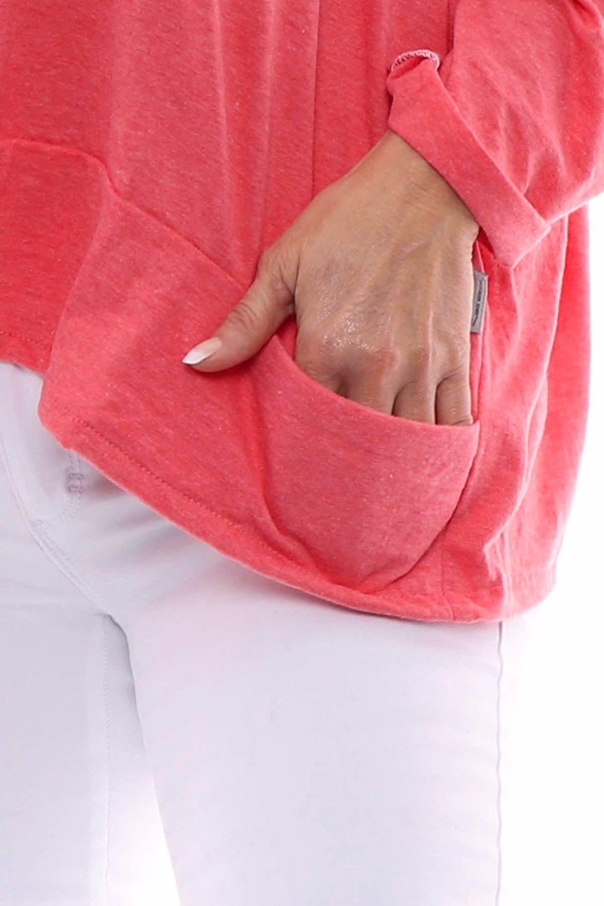 Made With Love Emma Pocket Top Coral Red