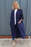 Meryl Long Cotton Jacket Navy