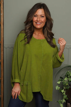 Daisy Needlecord Top Olive