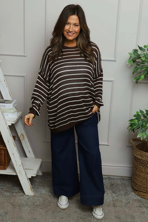 Bamburgh Stripe Knit Top Cocoa - Image 1