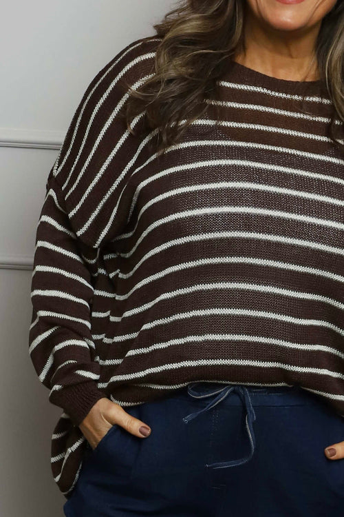 Bamburgh Stripe Knit Top Cocoa - Image 3