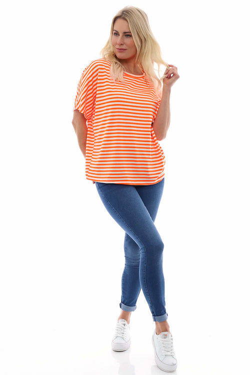 Aydra Stripe Cotton Tee Orange - Image 1