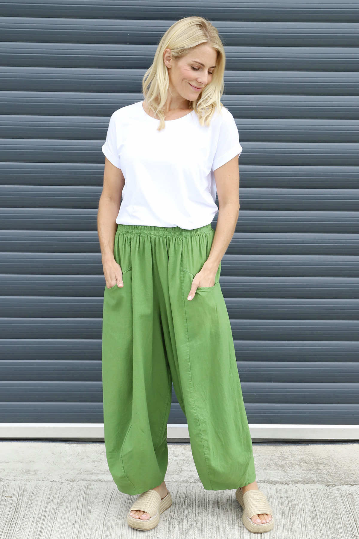 Evelyn Linen Trousers Green