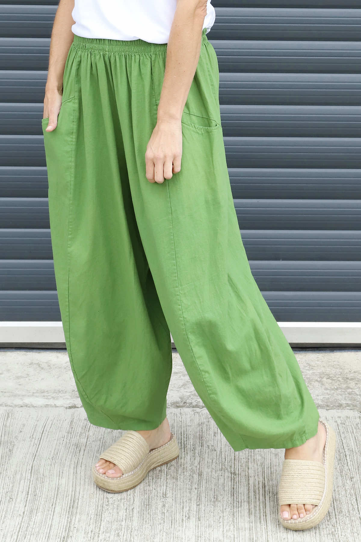 Evelyn Linen Trousers Green