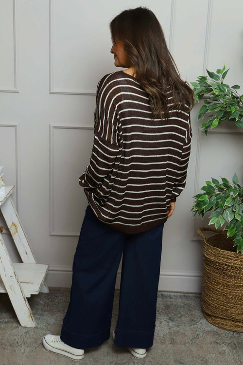 Bamburgh Stripe Knit Top Cocoa - Image 4