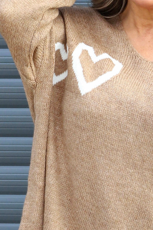 Janelle Heart Knitted Jumper Camel - Image 3