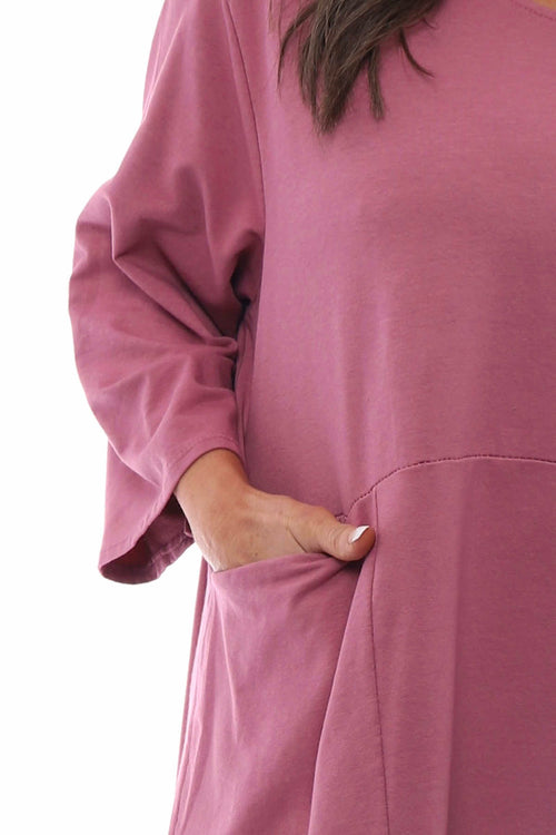 Hannah Pocket Cotton Jersey Tunic Grape - Image 2