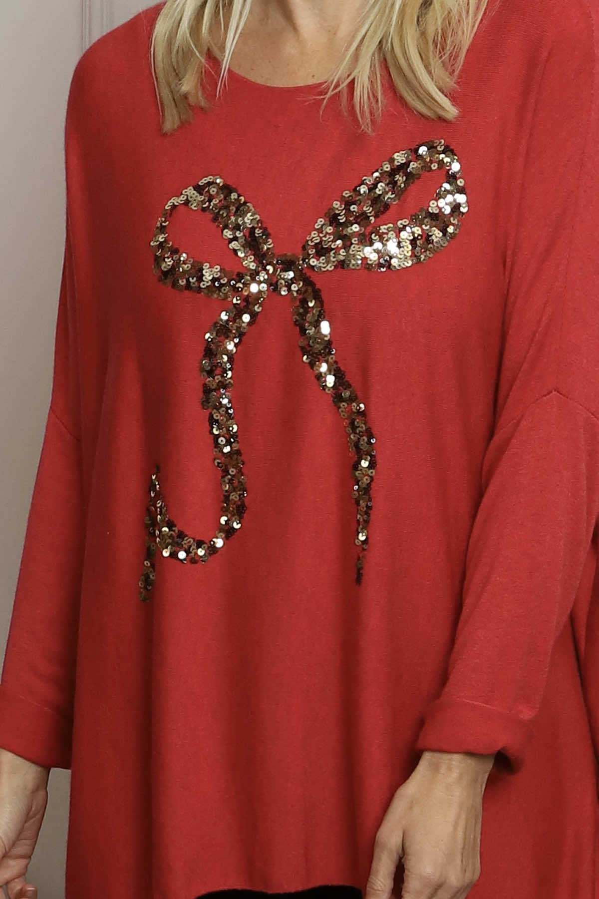 Lillian Bow Jumper Red