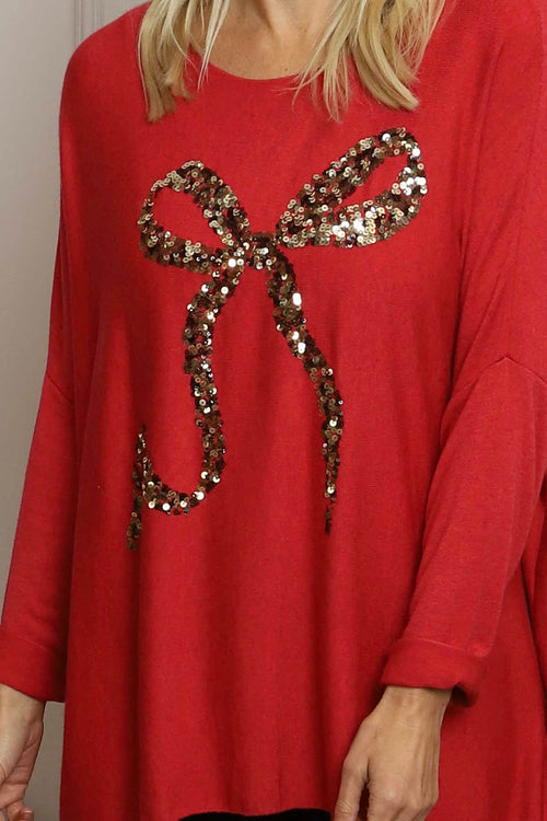 Lillian Bow Jumper Red - Image 3