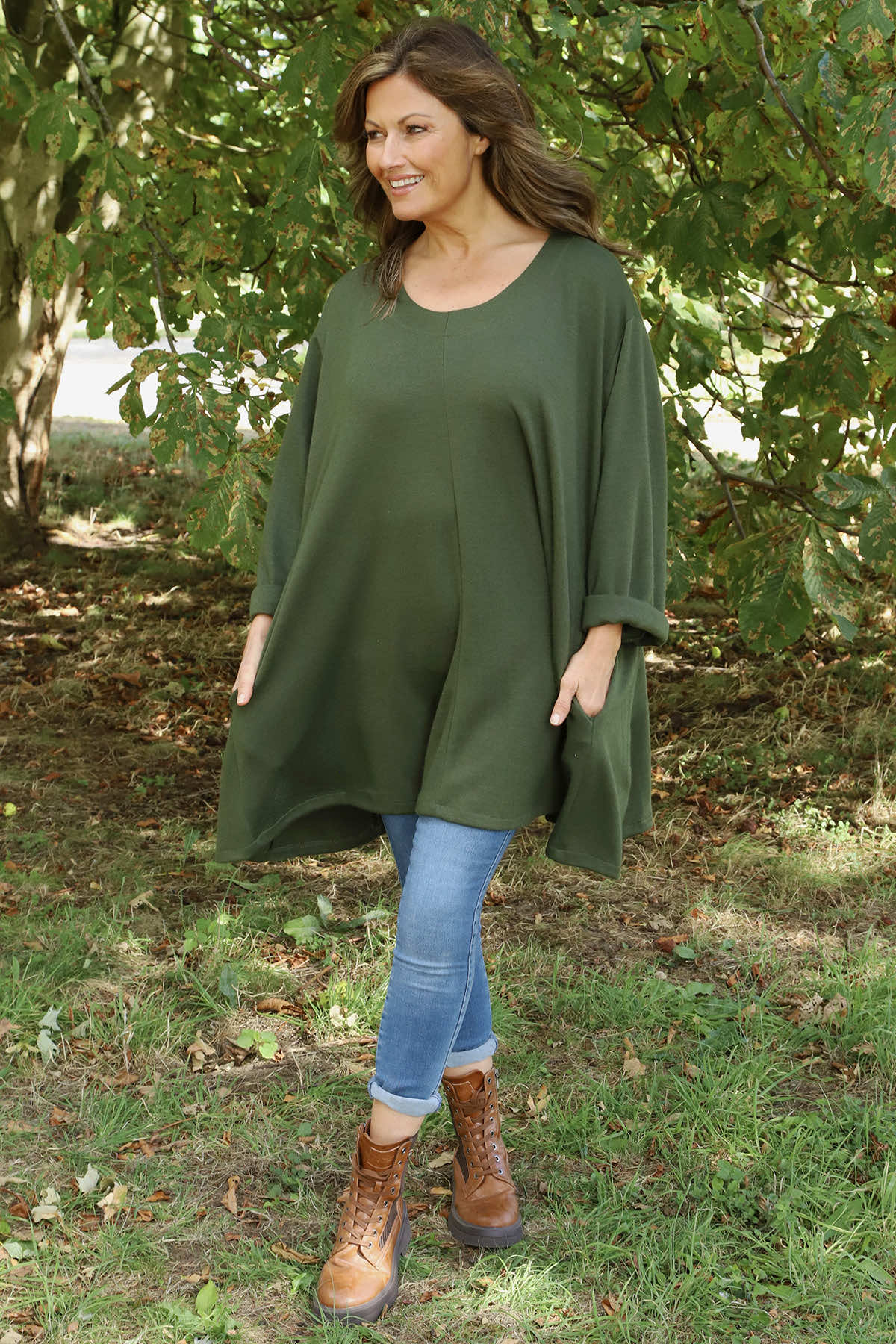 Beverley Oversize Knitted Top Khaki