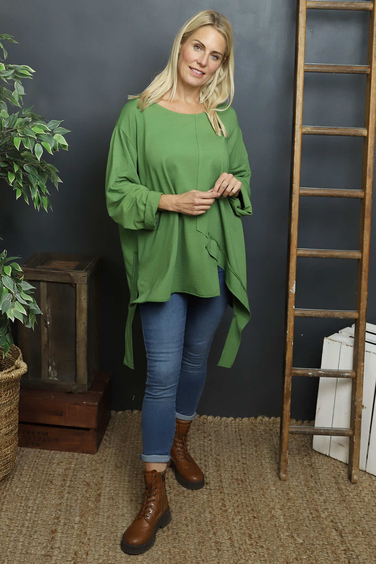 Mercer Asymmetric Cotton Top Green