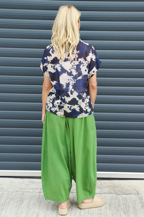 Nancy Print Cowl Neck Top Navy - Image 4