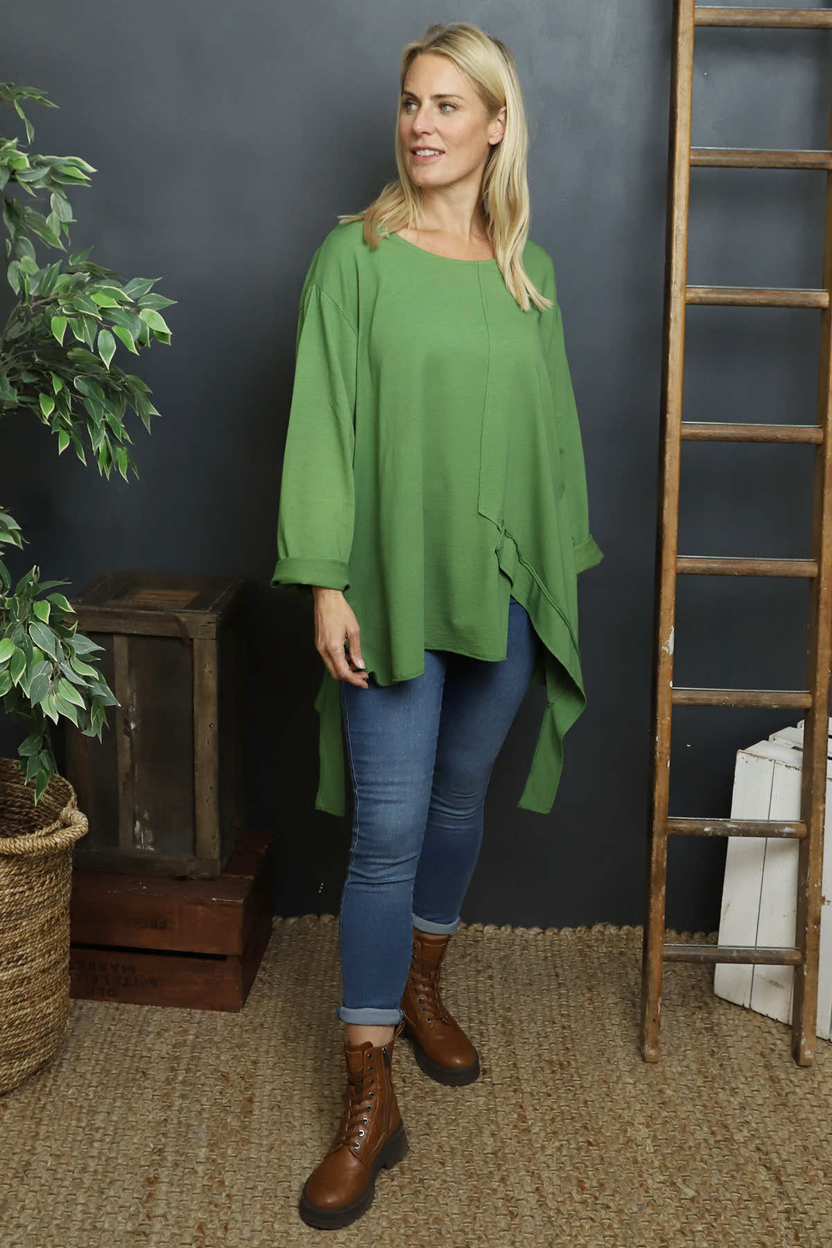 Mercer Asymmetric Cotton Top Green
