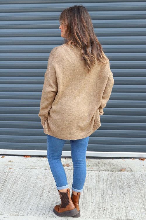 Janelle Heart Knitted Jumper Camel - Image 4