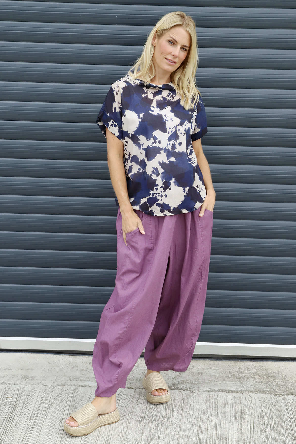 Evelyn Linen Trousers Purple