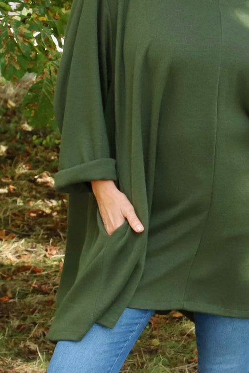 Beverley Oversize Knitted Top Khaki - Image 3