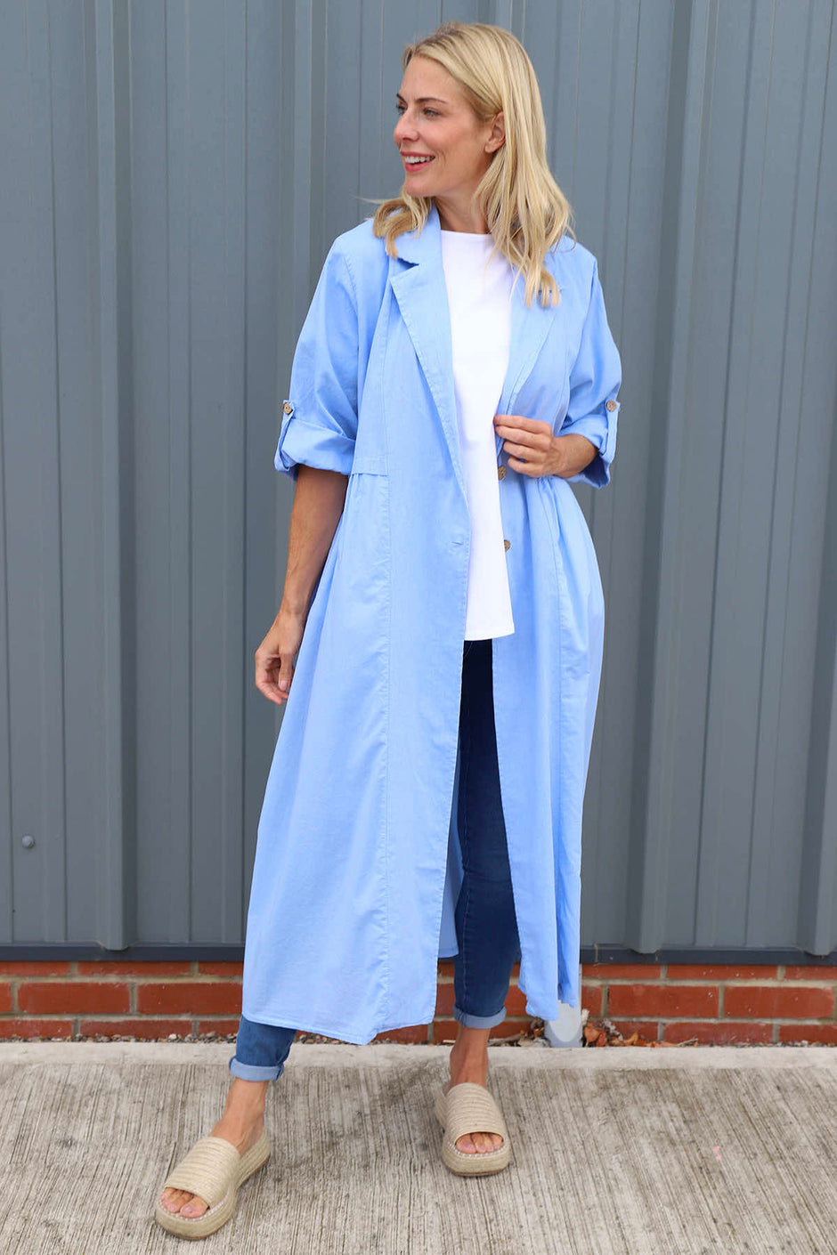 Meryl Long Cotton Jacket Powder Blue