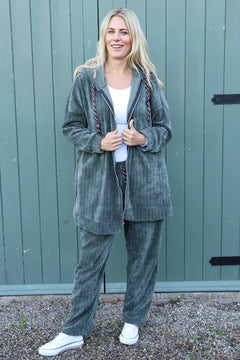 Hermione Zip Hooded Top Khaki