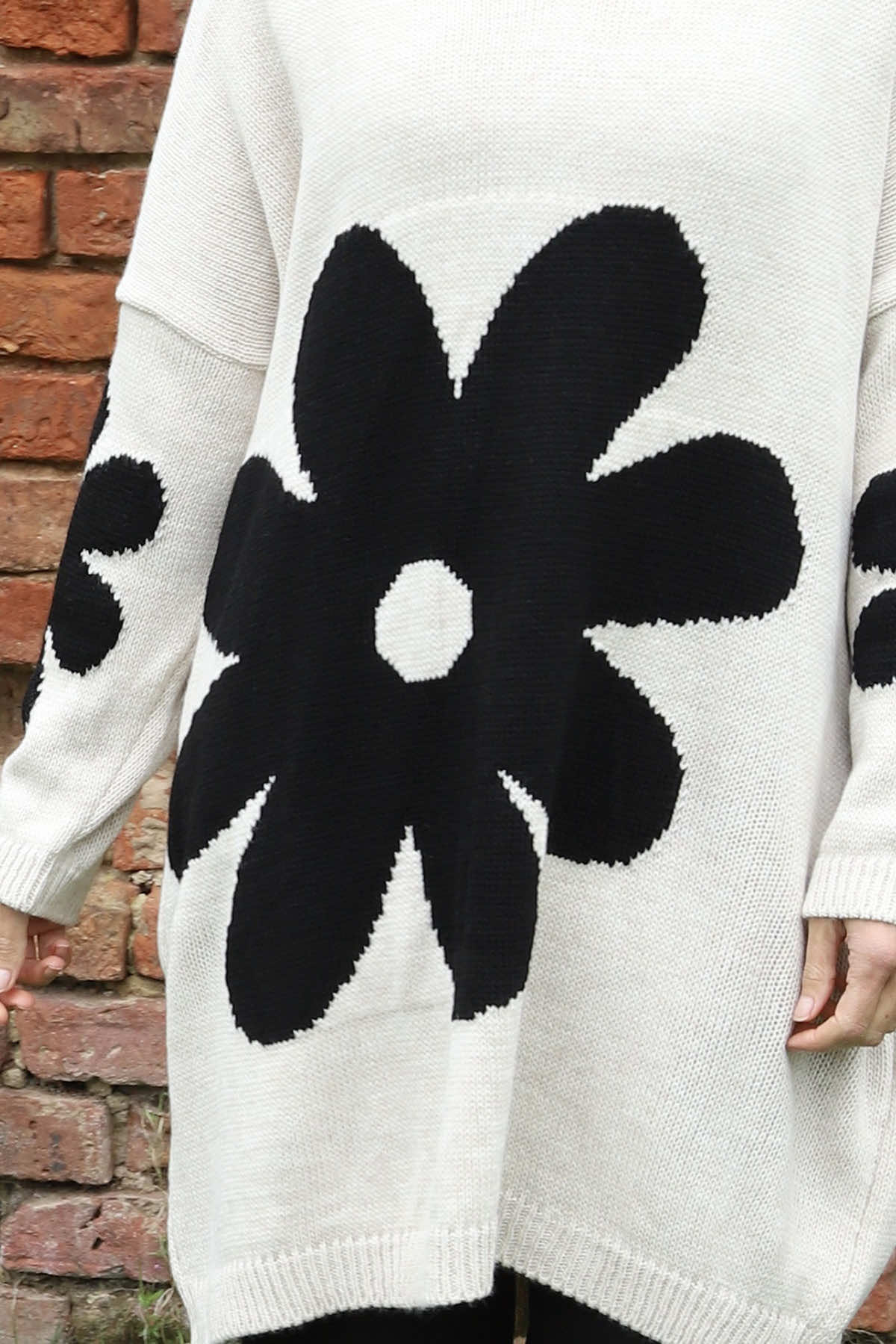 Joan Flower Knitted Jumper Stone