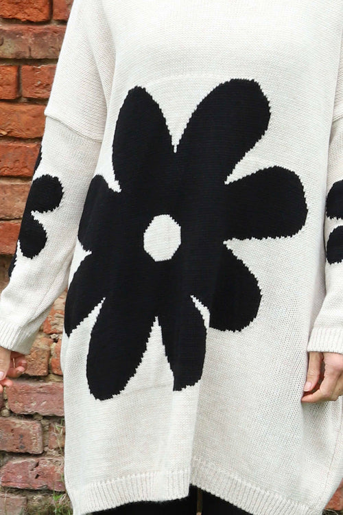 Joan Flower Knitted Jumper Stone - Image 3
