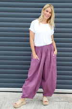 Evelyn Linen Trousers Purple Purple - Evelyn Linen Trousers Purple